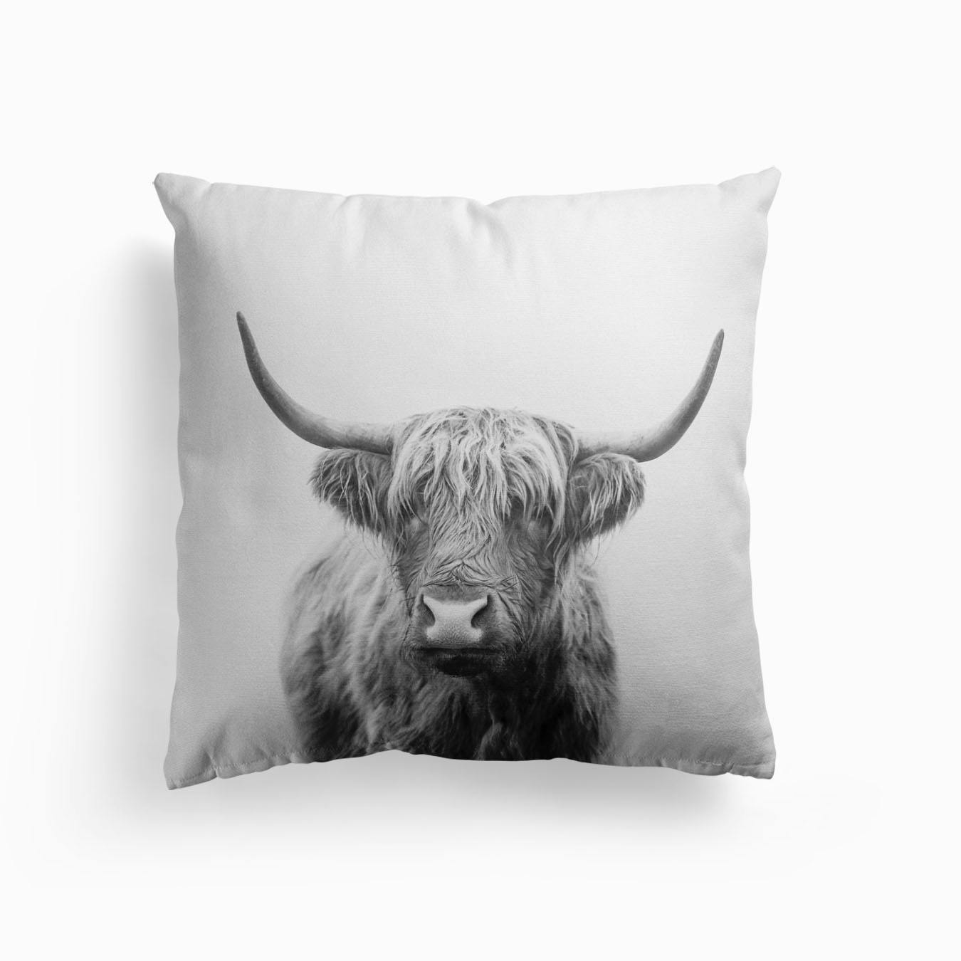 Highland Bull Cushion by Sisi and Seb Fy Throw Pillow COVER Texas Longhorn Cow